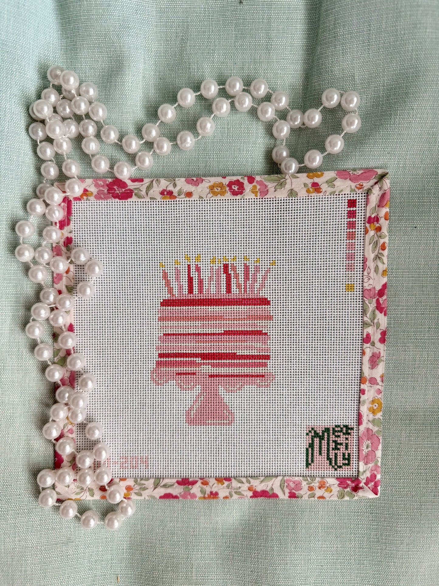 Pink Layered Cake 18 Mesh Needlepoint Canvas